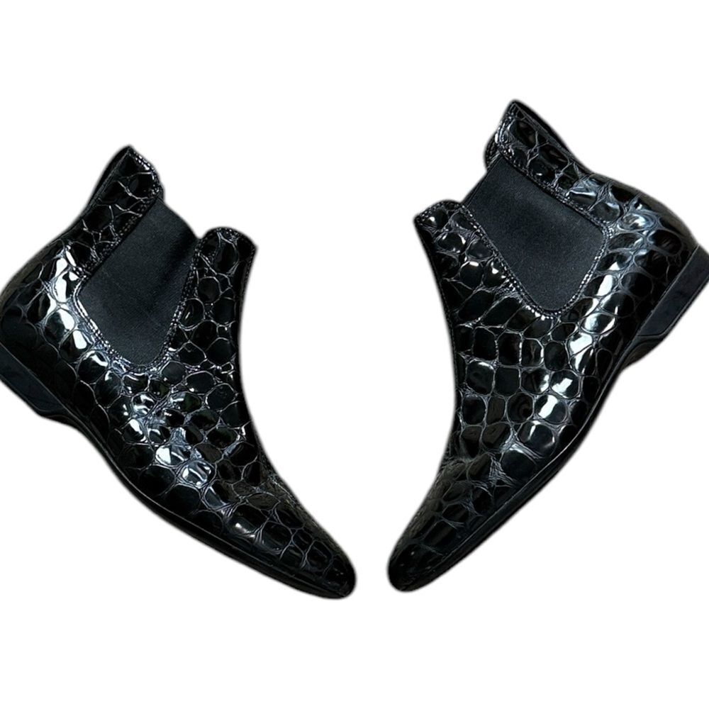 Donald Pliner Black Patent Leather Ankle Boots
